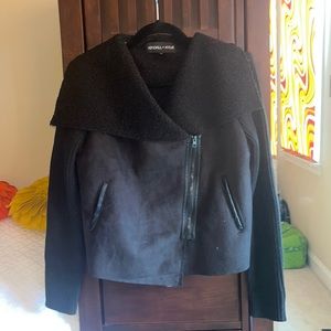 Sweater and Faux Suede Asymmetrical Jacket